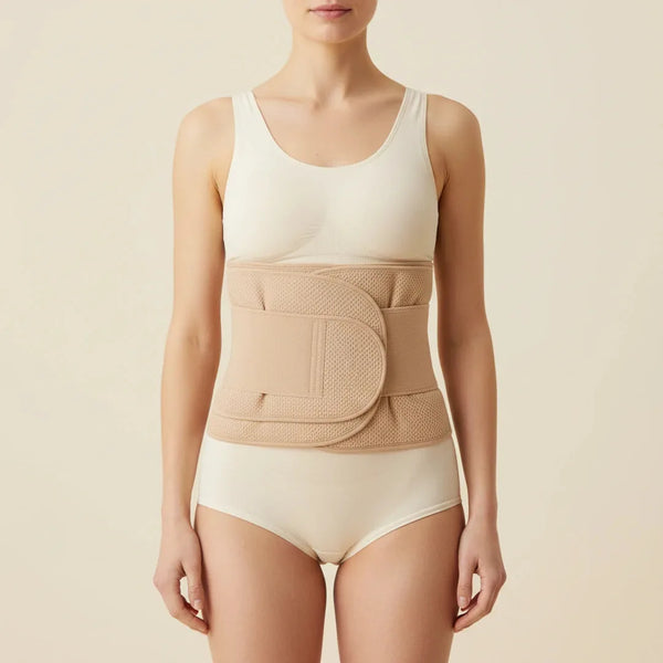 Gaine femme post-partum ventre plat compression ferme respirant — sculpt