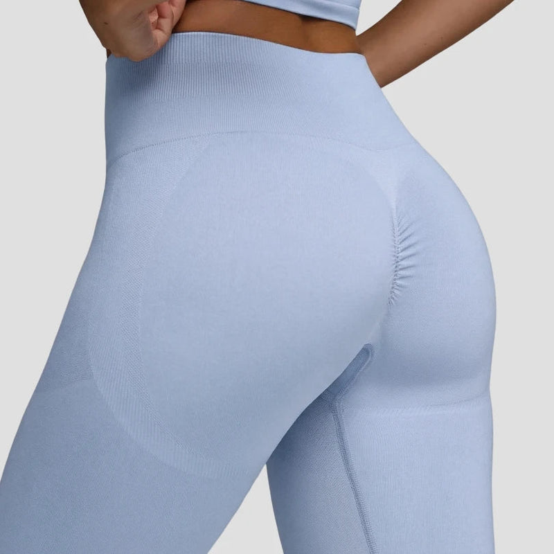 Ensemble sport femme brassière côtelé bonnets fixes et legging taille haute sans couture — FLOW