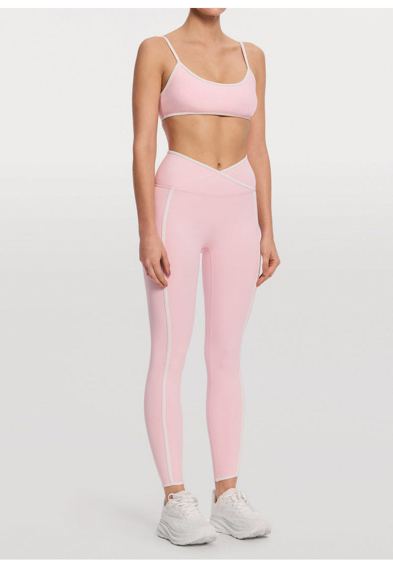 Ensemble yoga femme brassière dos nageur confort 12h et legging côtelé couture plate — CORE
