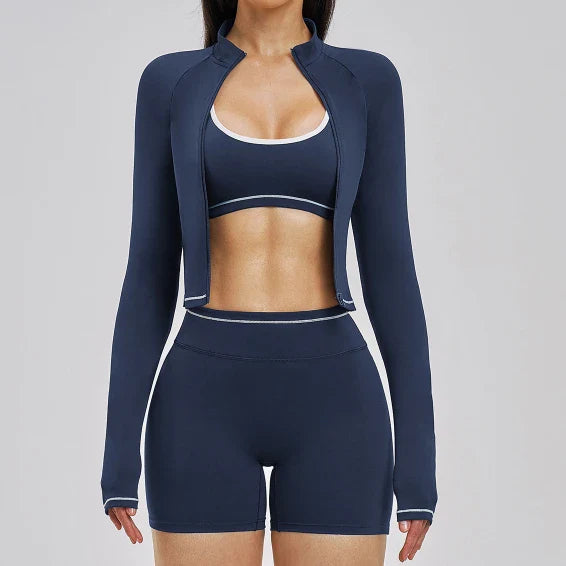 Veste femme yoga zip frontal brossée — flow