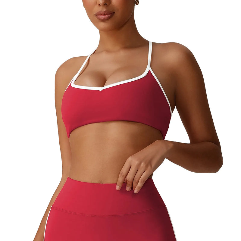 Ensemble yoga femme brassière dos nageur côtelé et pantalon évasé — FLOW