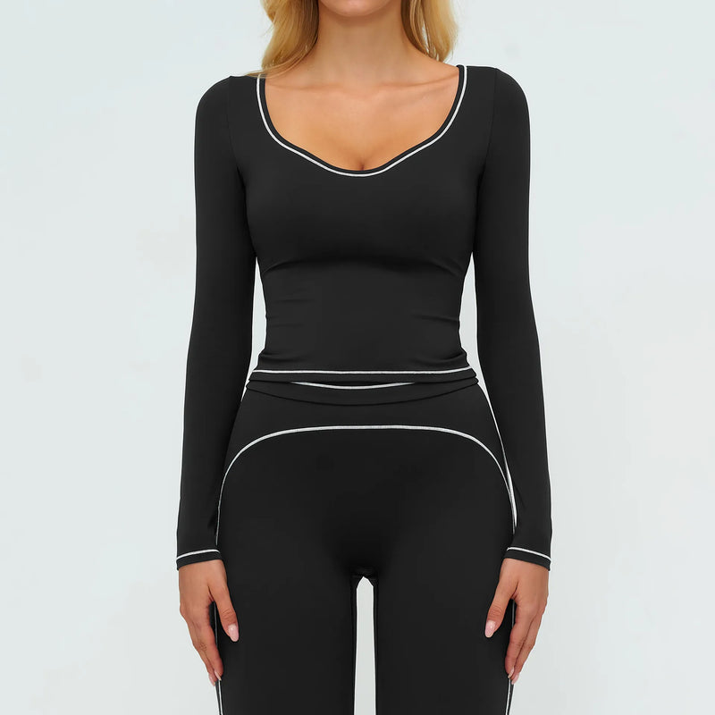 Ensemble yoga femme brassière dos nageur zip frontal et legging poches latérales — FLOW