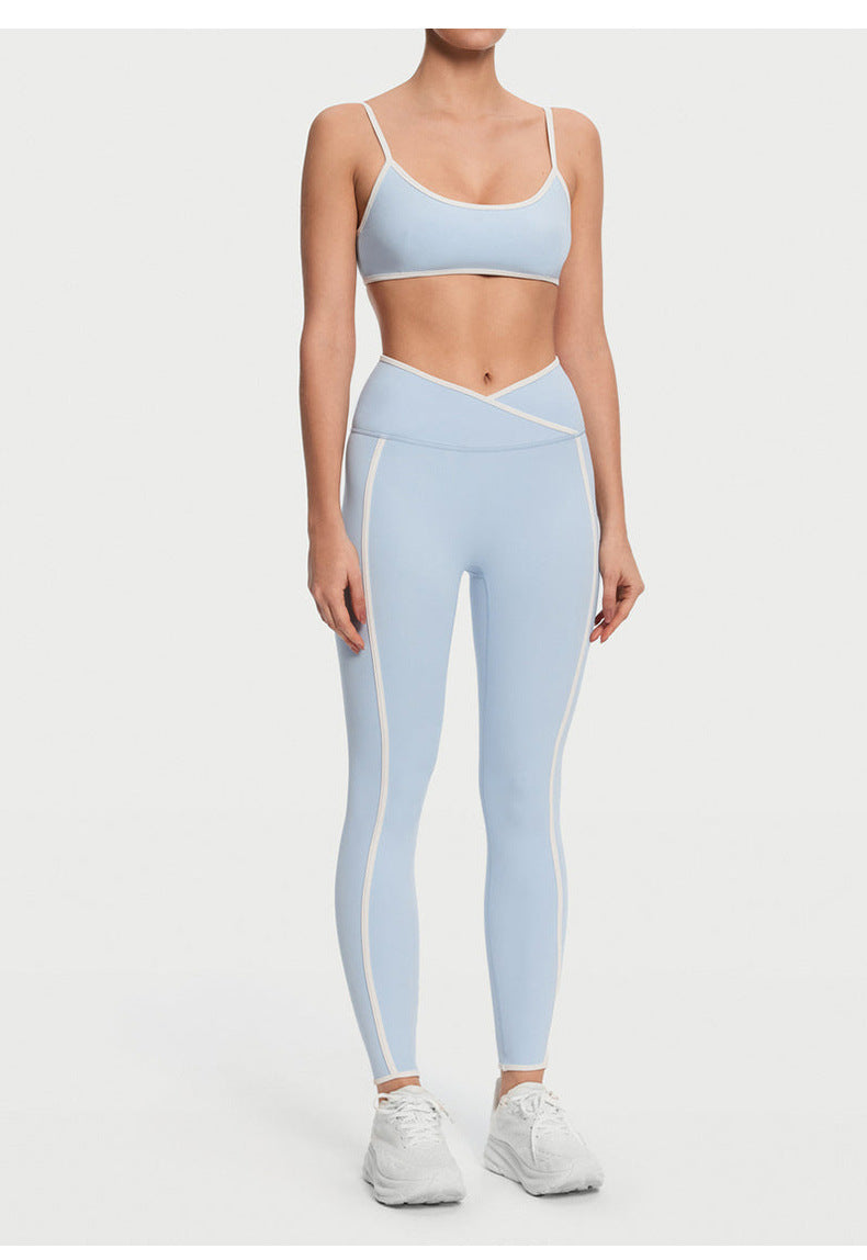 Ensemble yoga femme brassière dos nageur confort 12h et legging côtelé couture plate — CORE