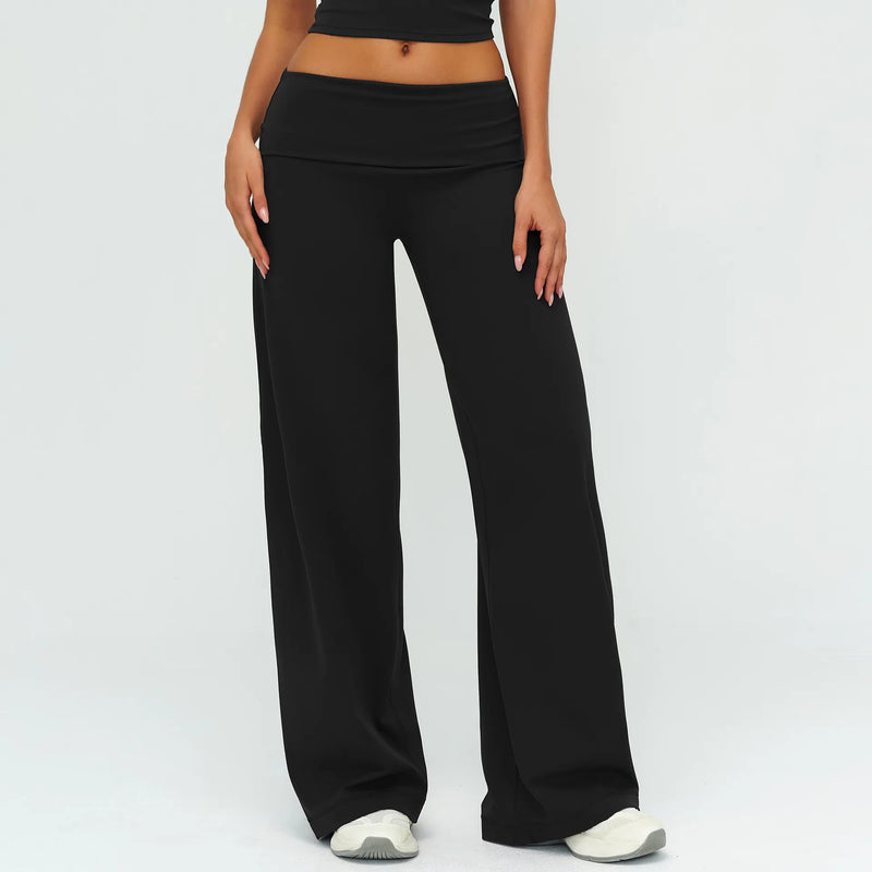 Pantalon large femme yoga taille pliée — FLOW — photo 6