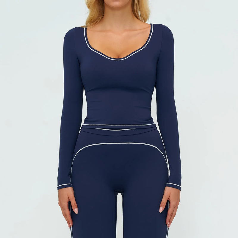 Ensemble yoga femme brassière dos nageur zip frontal et legging poches latérales — FLOW