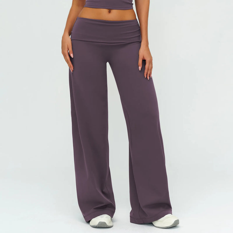 Pantalon large femme yoga taille pliée — FLOW — photo 5