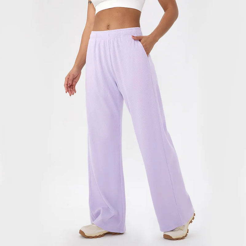 Pantalon large femme sport taille haute couture plate — CORE — photo 4