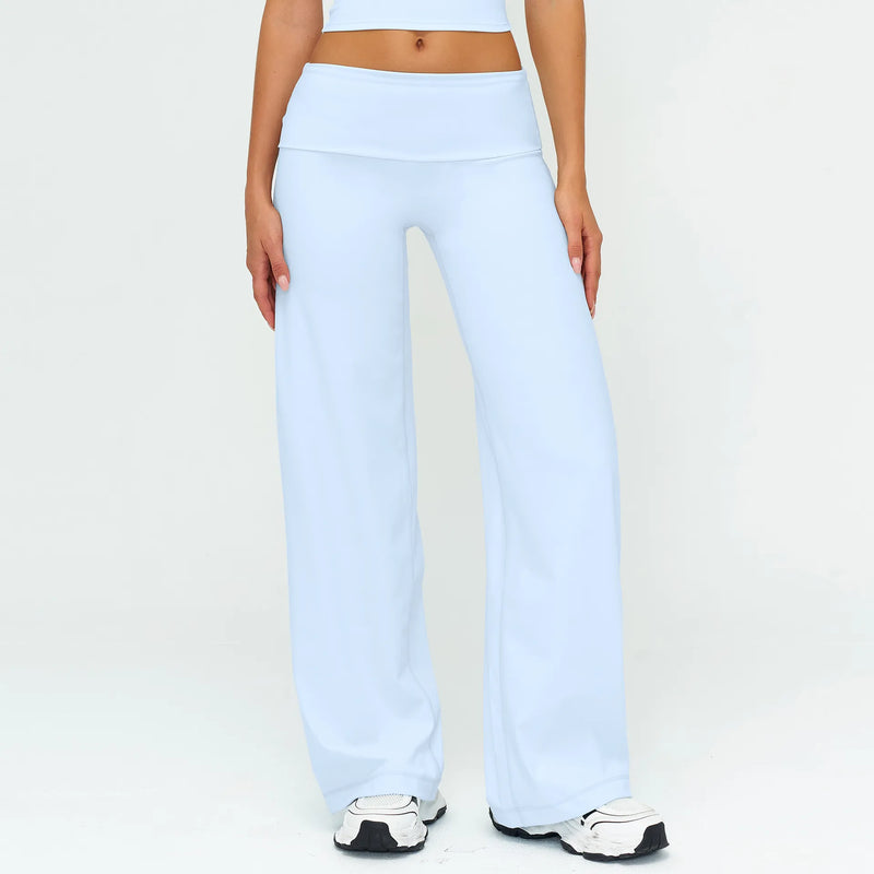 Pantalon large femme yoga taille pliée — FLOW — photo 4