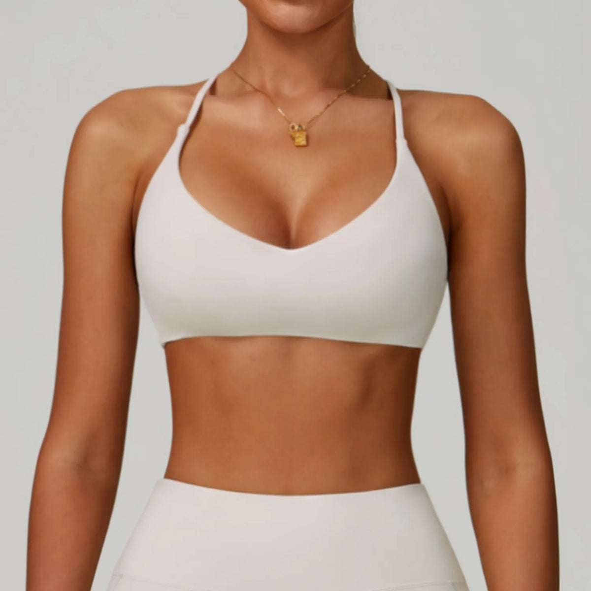 Ensemble training femme brassière dos nageur bretelles larges et legging compression douce — PULSE