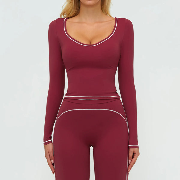 Ensemble yoga femme — brassière dos nageur zip frontal, legging ou short au choix — FLOW