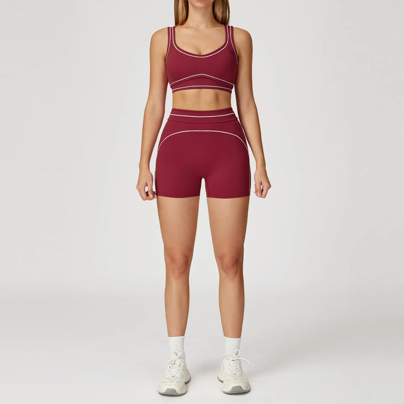Ensemble training femme brassière dos nageur et legging poches latérales — PULSE