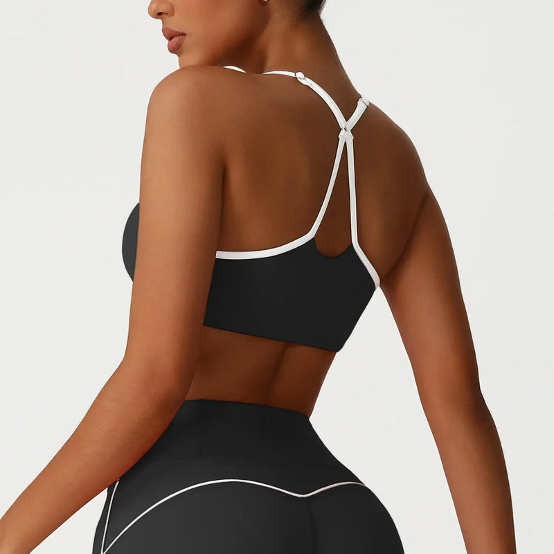 Ensemble yoga femme brassière dos nageur côtelé et pantalon évasé — FLOW