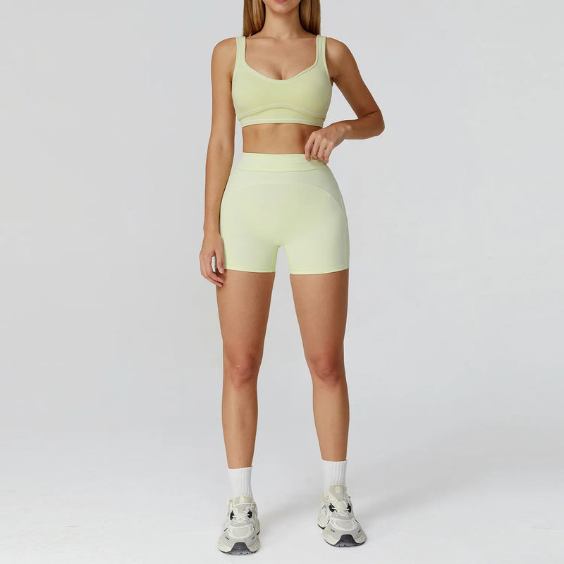Ensemble training femme brassière dos nageur et legging poches latérales — PULSE