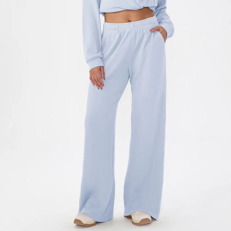 Pantalon large femme sport taille haute couture plate — CORE — photo 5