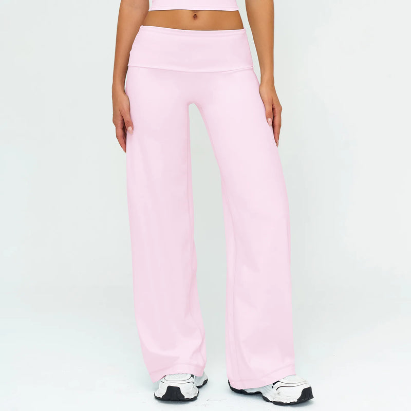 Pantalon large femme yoga taille pliée — FLOW — photo 3