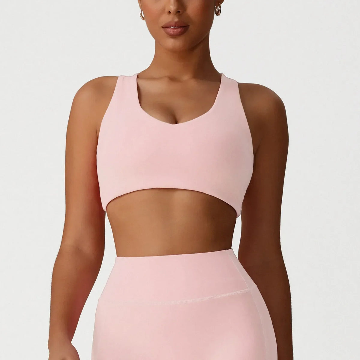 Ensemble sport femme brassière bretelles larges zip frontal et short anti-friction microfibre — CORE