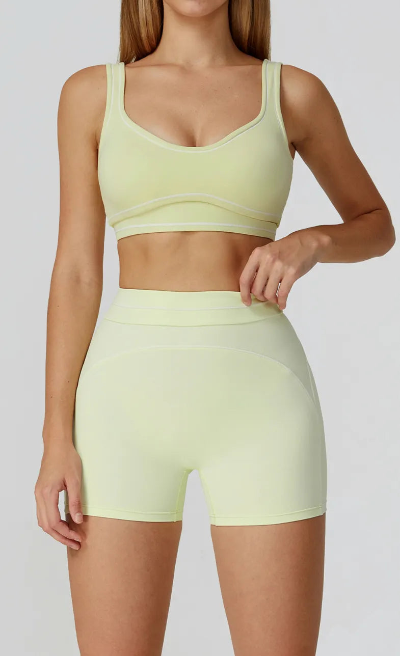 Ensemble sport femme — brassière dos nageur bretelles larges, legging ou short au choix — FLOW
