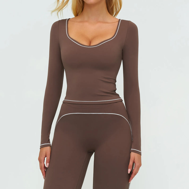 Ensemble yoga femme brassière dos nageur zip frontal et legging poches latérales — FLOW