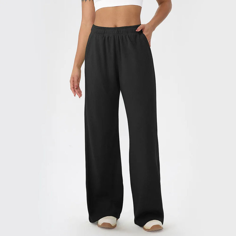 Pantalon large femme sport taille haute couture plate — CORE — photo 6