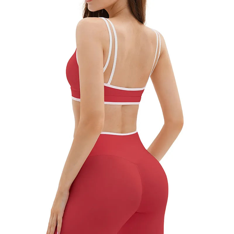 Ensemble yoga femme brassière dos croisé crop et legging ceinture large microfibre — FLOW
