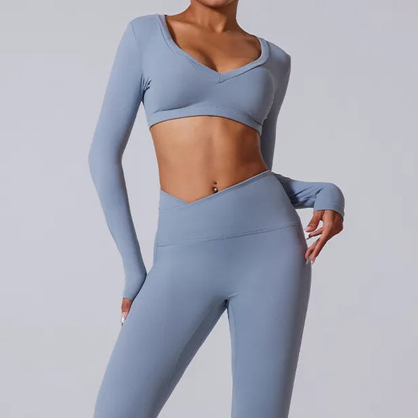 Ensemble training femme — brassière dos nageur crop, legging au choix — FLOW