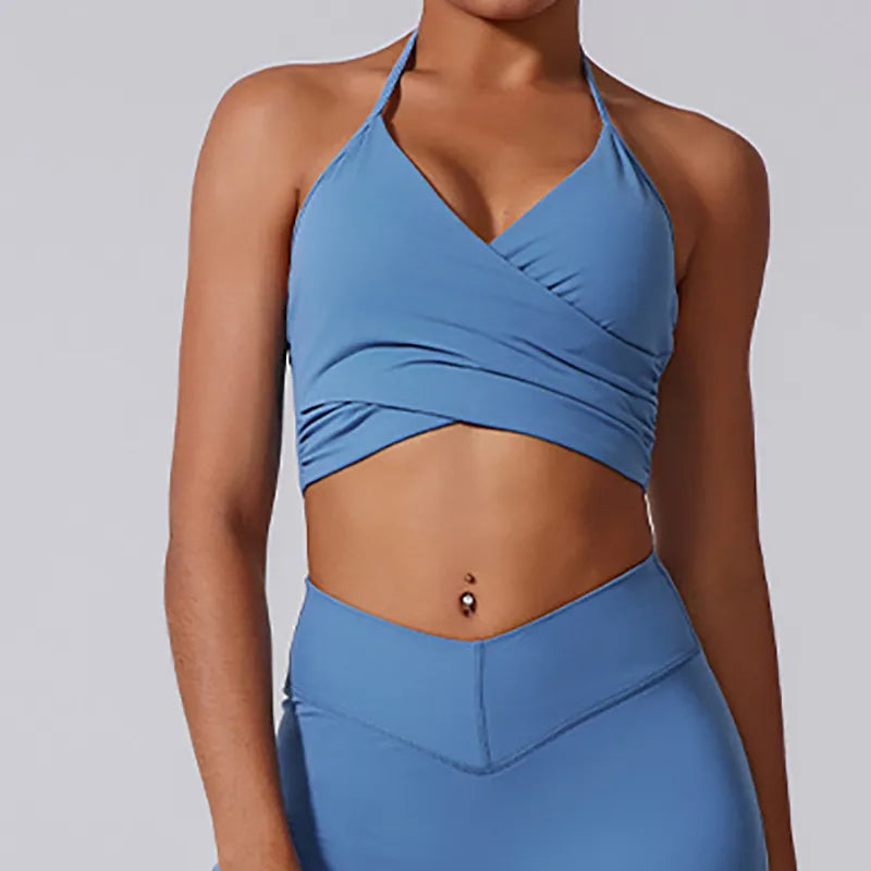 Ensemble yoga femme brassière dos nageur et legging ceinture large taille haute — FLOW