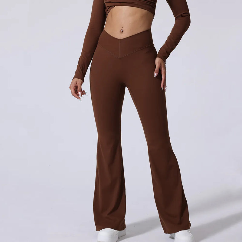 Ensemble yoga femme brassière dos nageur et legging ceinture large taille haute — FLOW