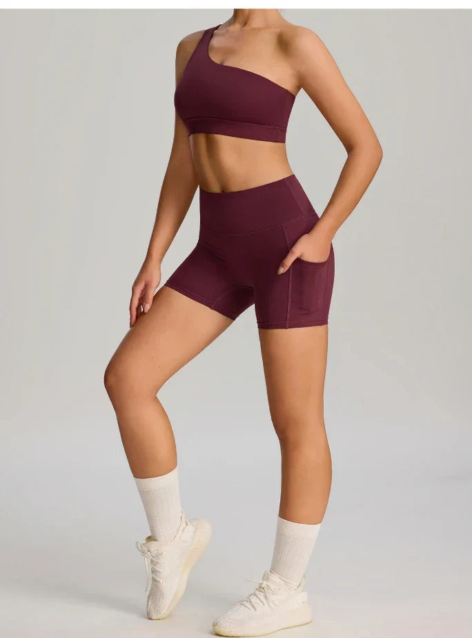 Ensemble sport femme brassière séchage rapide confort 12h et short séchage rapide cycliste — FLOW