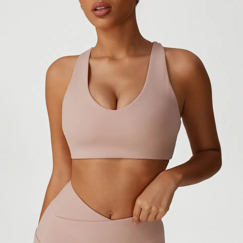 Ensemble sport femme brassière bretelles larges zip frontal et short anti-friction microfibre — CORE