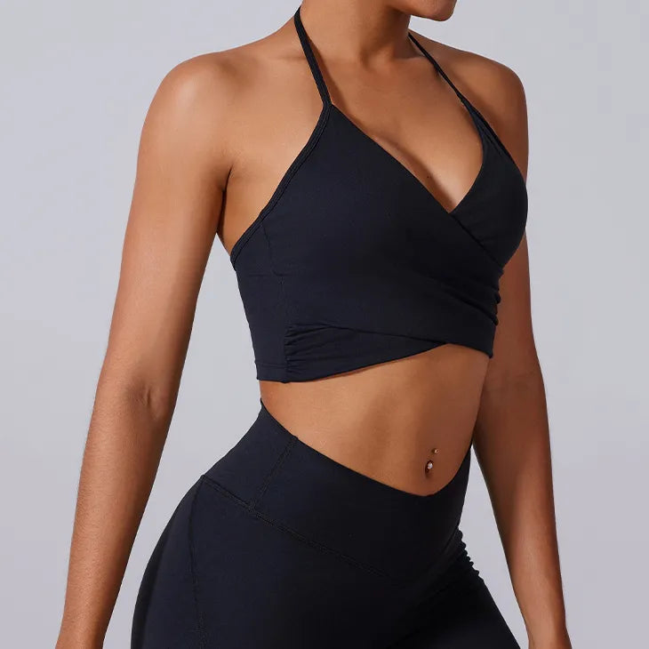 Ensemble yoga femme brassière dos nageur et legging ceinture large taille haute — FLOW