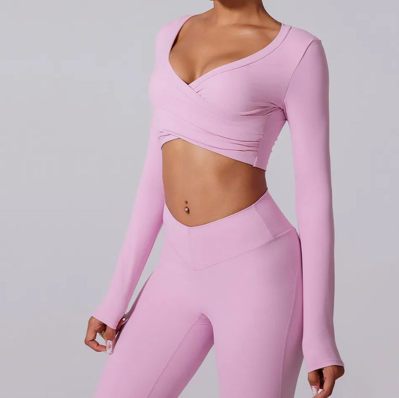 Ensemble sport femme brassière dos nageur et legging ceinture large taille haute — CORE