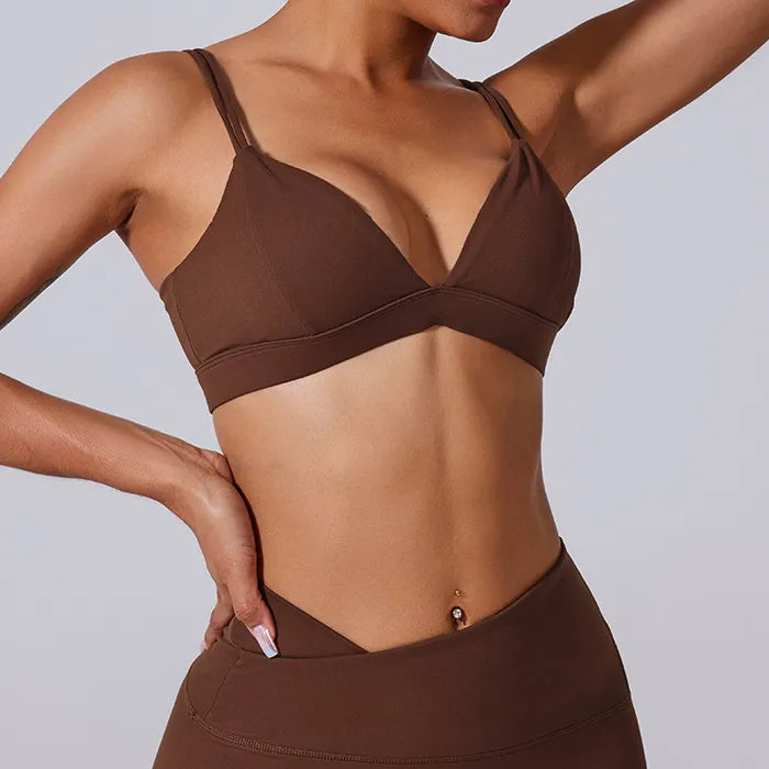 Ensemble training femme brassière dos nageur anti-friction et legging côtelé taille haute — PULSE