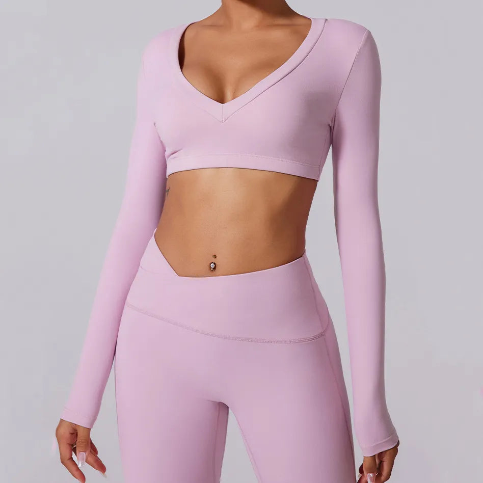 Ensemble training femme brassière dos nageur crop et legging côtelé taille haute — FLOW