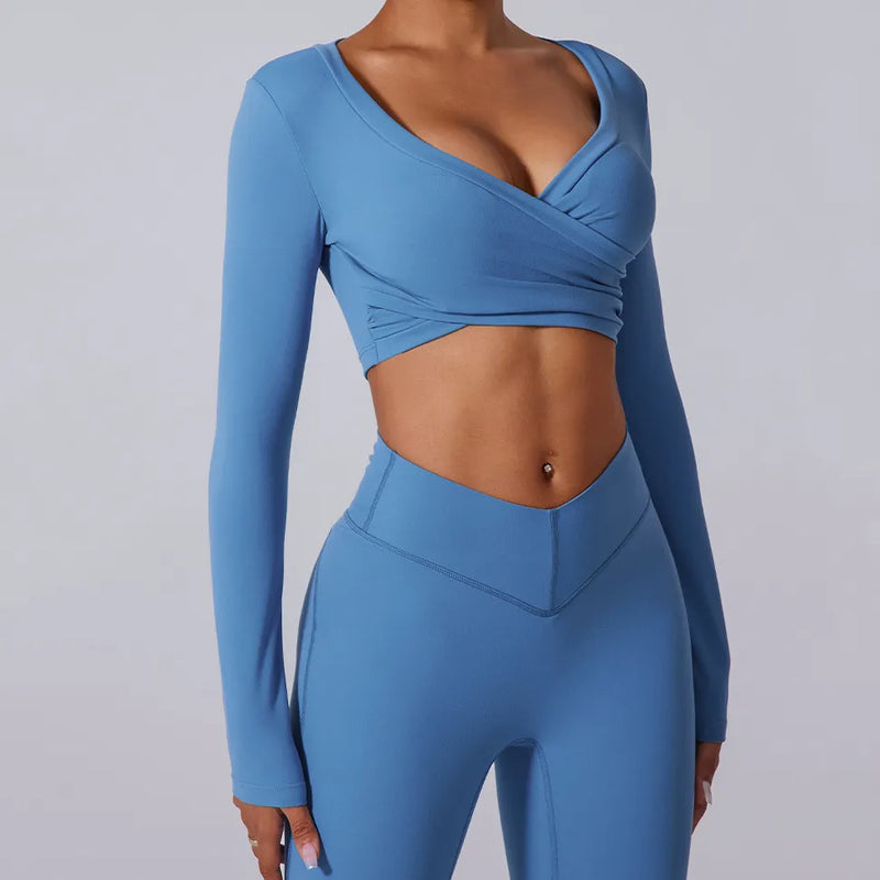 Ensemble sport femme brassière dos nageur et legging ceinture large taille haute — CORE