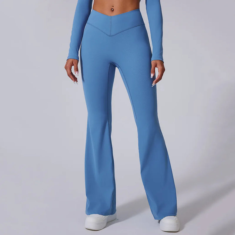 Ensemble yoga femme brassière dos nageur et legging ceinture large taille haute — FLOW