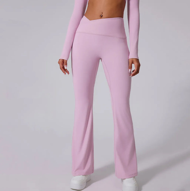 Ensemble training femme brassière dos nageur crop et legging côtelé taille haute — FLOW