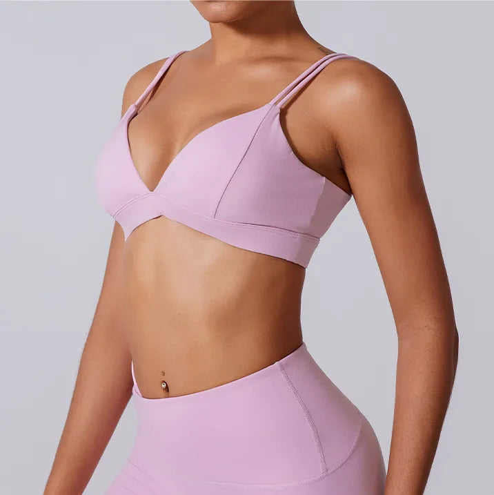 Ensemble training femme brassière dos nageur anti-friction et legging côtelé taille haute — PULSE