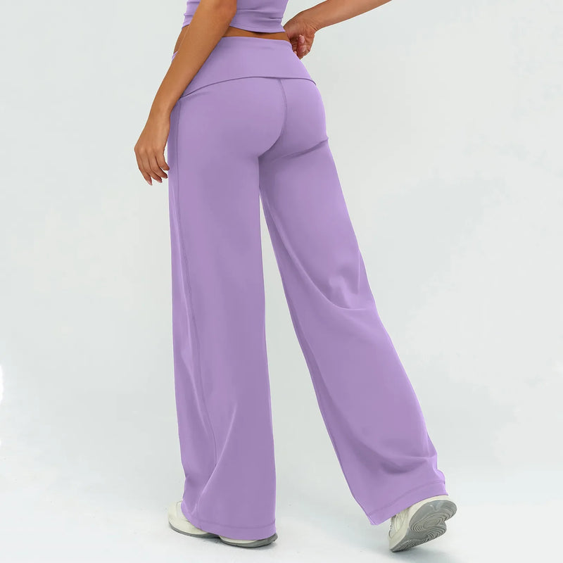Pantalon large femme yoga taille pliée — FLOW — photo 2