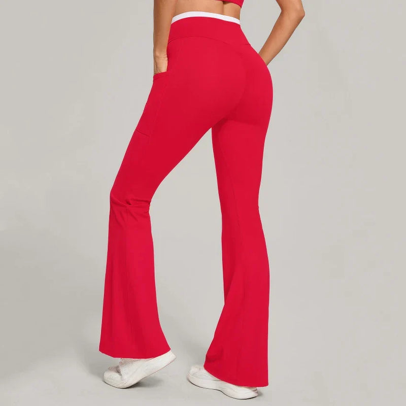 Ensemble yoga femme brassière côtelé séchage rapide et pantalon compression douce évasé — FLOW
