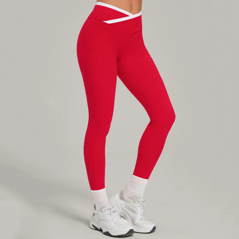 Legging femme yoga ceinture large couture plate — FLOW — photo 6