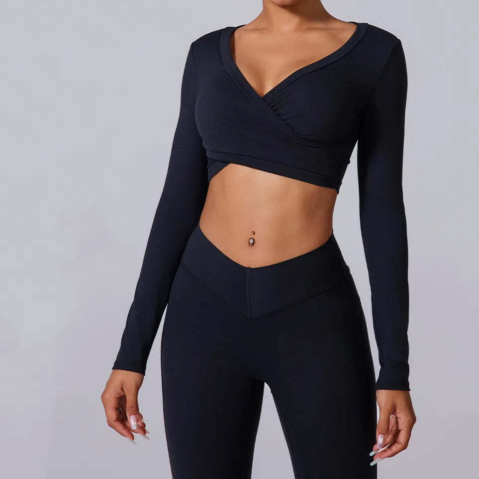 Ensemble sport femme brassière dos nageur et legging ceinture large taille haute — CORE