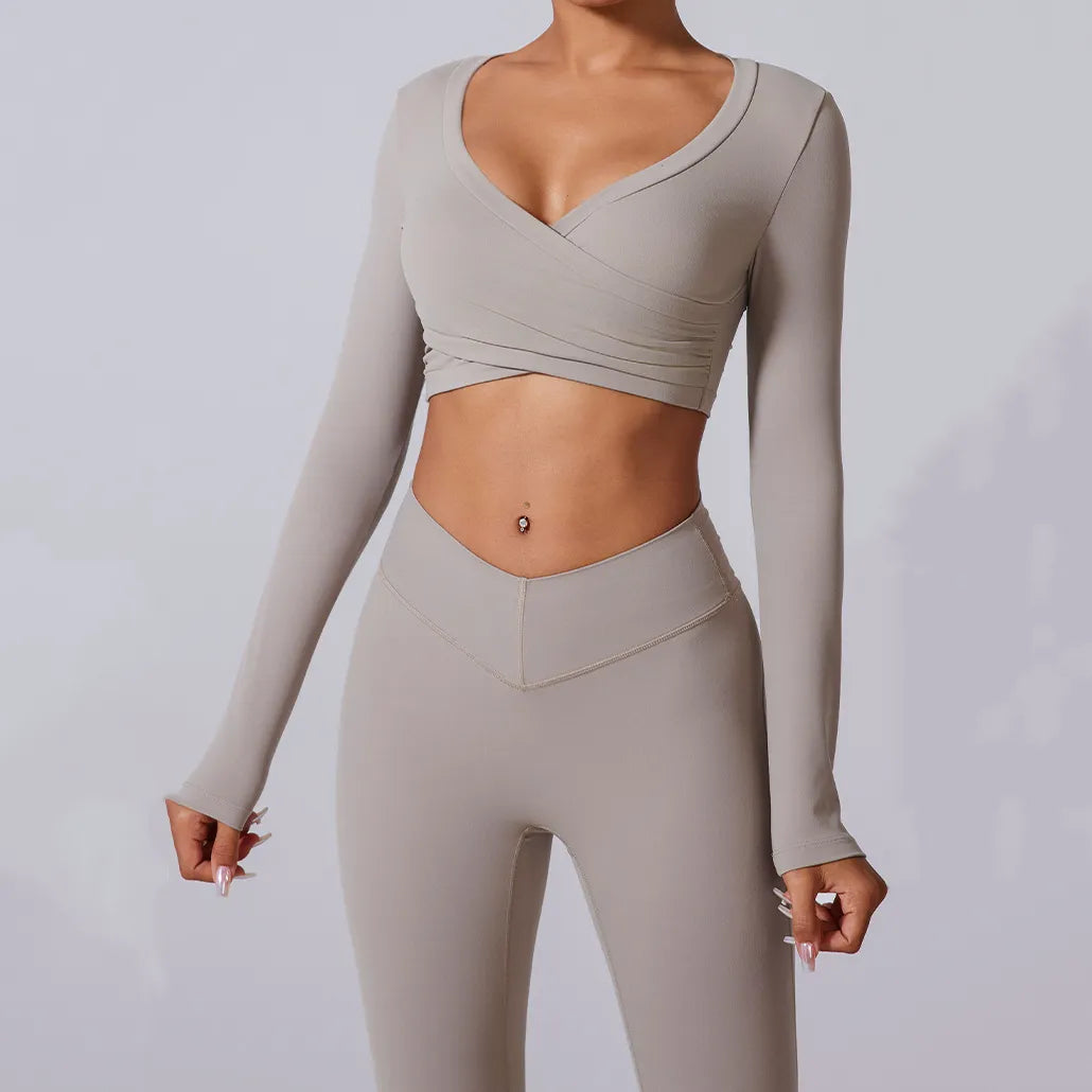 Ensemble sport femme brassière dos nageur et legging ceinture large taille haute — CORE