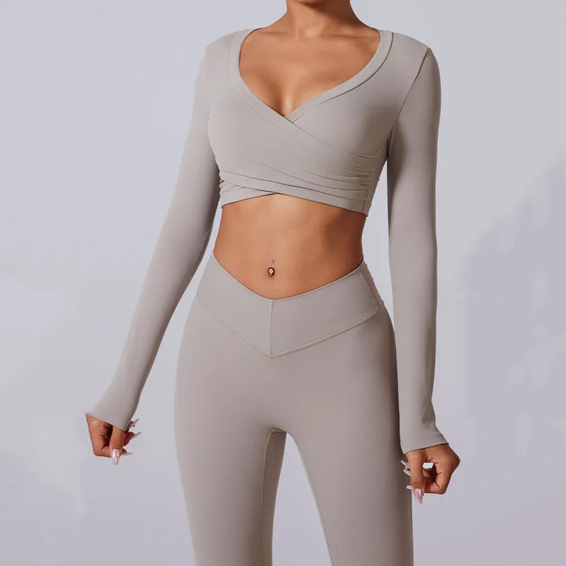 Ensemble sport femme brassière dos nageur et legging ceinture large taille haute — CORE