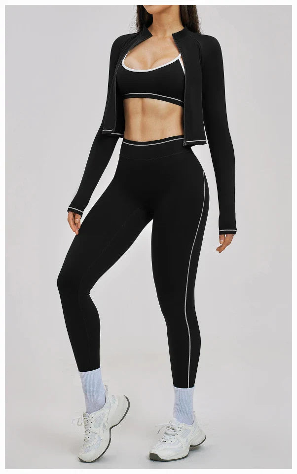 Veste femme yoga zip frontal brossée — flow