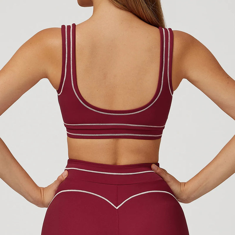 Ensemble training femme brassière dos nageur et legging poches latérales — PULSE
