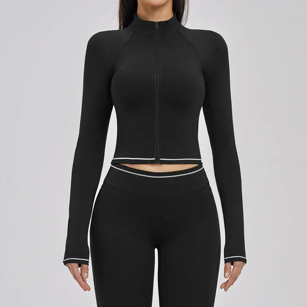 Ensemble yoga femme — veste brossée + legging ou short au choix — FLOW