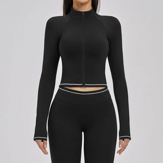 Veste femme yoga zip frontal brossée — flow