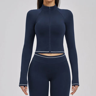 Women's yoga jacket, brushed front zip — flow