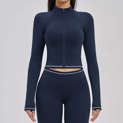 Veste femme yoga zip frontal brossée — flow
