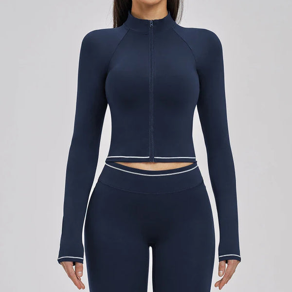 Veste femme yoga zip frontal brossée — flow
